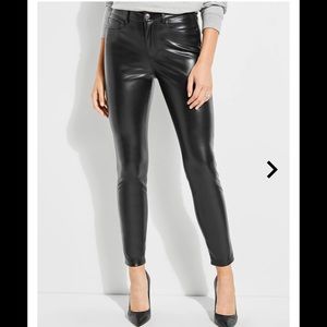 GUESS Sandra 1981 Black Faux Leather Skinny Pants